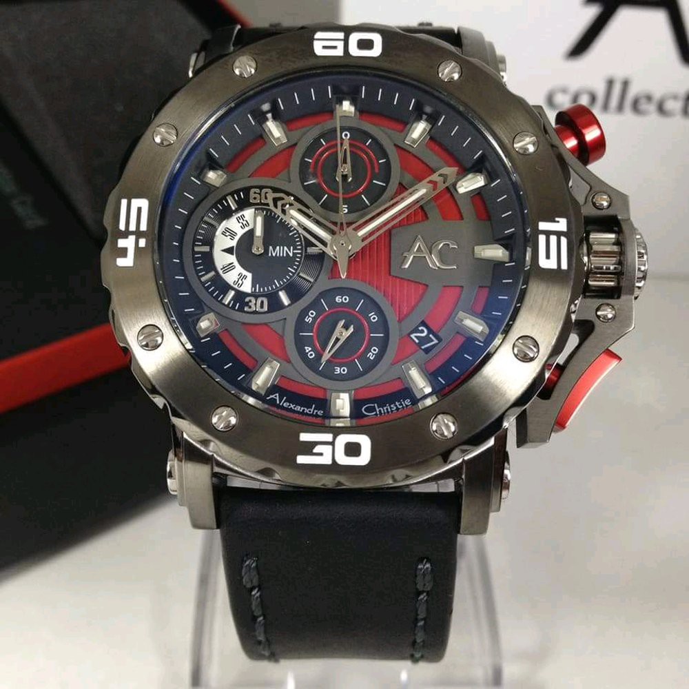 Jam Tangan Pria Alexandre Christie AC 9205 black rosegold 50mm Original