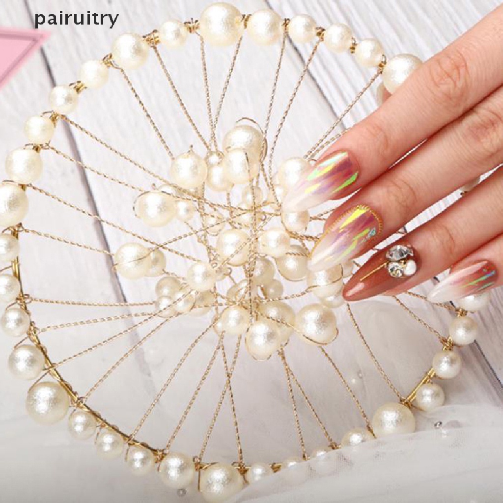 Prt 1pc Papan Display Kuku Palsu Aksen Mutiara Imitasi Untuk Perlengkapan Nail Art