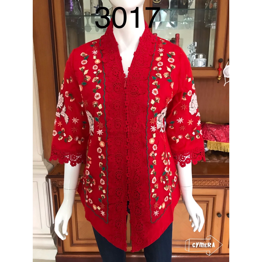 3017 Kebaya alexuez bordir timbul organdi merah kebaya premium