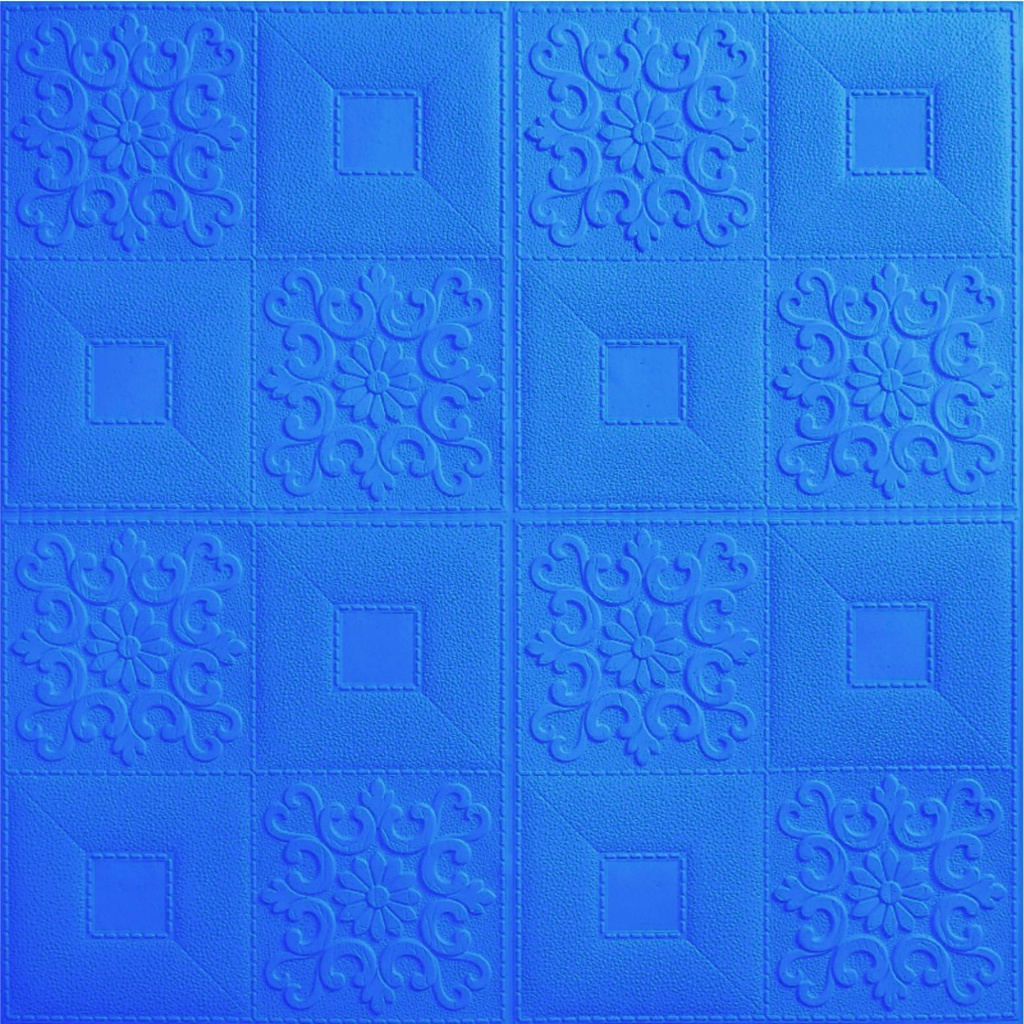 [BISA COD] Wallpaper Dinding Stiker Wallfoam 3D Sticker Dekorasi Kamar Rumah Murah Motif Batik-Biru Tua