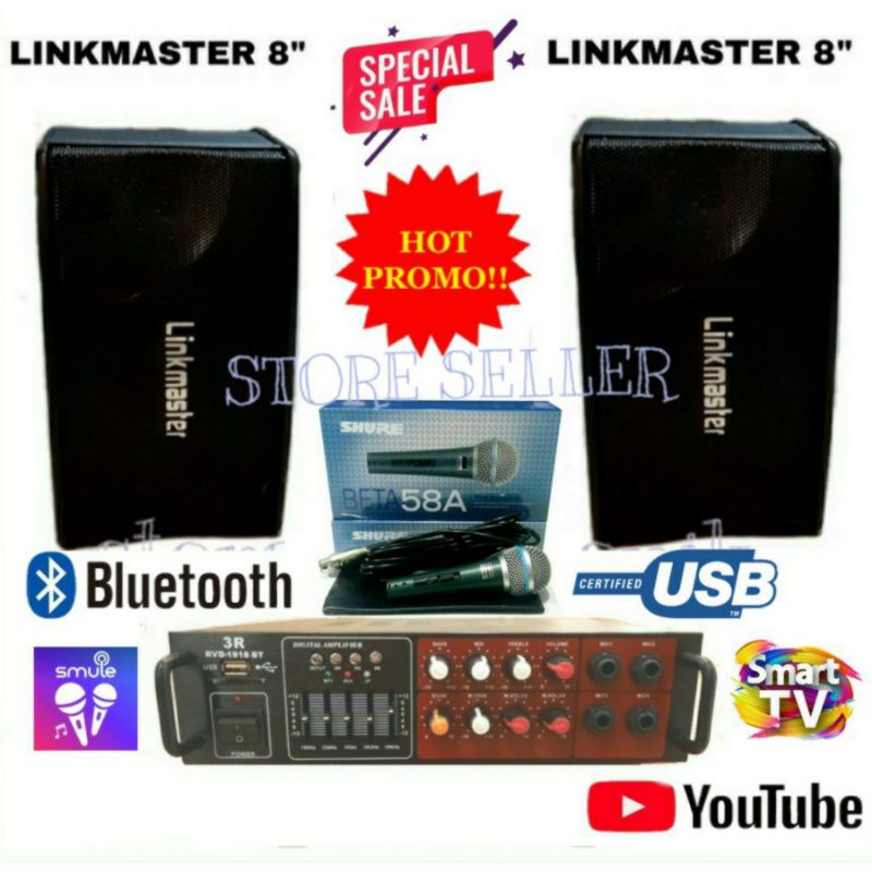 Paket Karaoke Speaker linkmaster 8" Suara Cocok Karaoke Di Ruangan
