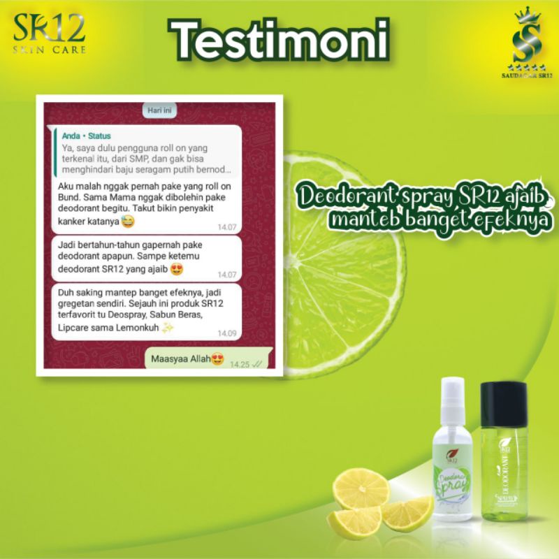 VIRAL ! Deodorant Spray SR12 PREMIUM Tawas cair SR12 Herbal SKINCARE Ampuh atasi Bau Badan Keringat Berlebih- Deodorant Herbal SR12 / Penghilang Bau Ketiak / Deodoran Tawas Mencerahkan Ketiak