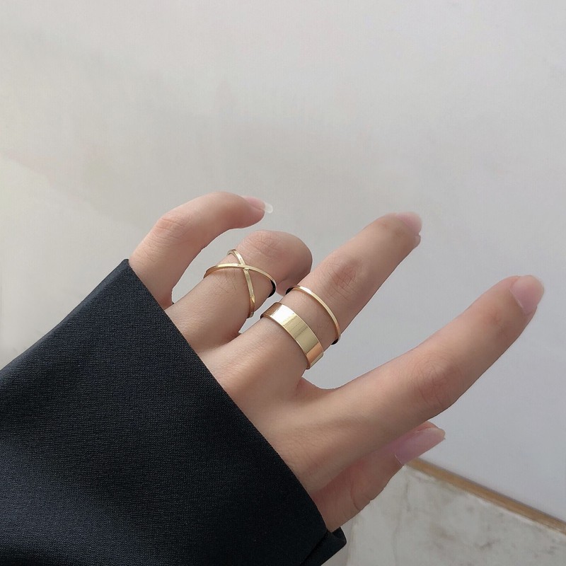 Four-piece Geometric Ring Accessories Temperament  Personality Korean Fashion Simple