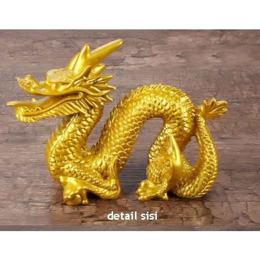 Patung Naga emas chinesse gold lambang kemakmuran dan kekayaa