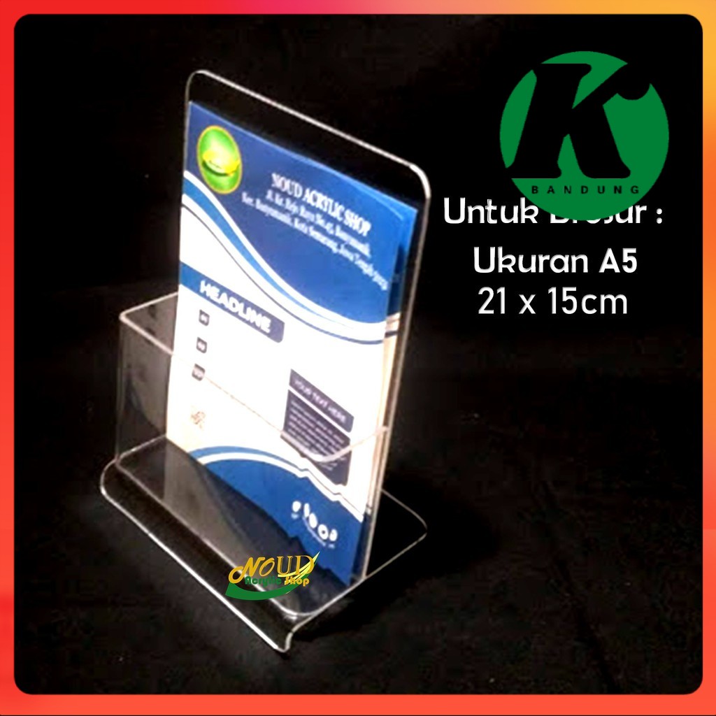 

PILIHAN / Tempat brosur Akrilik - Acrylic standing leaflet - Ukuran A5 - Warna Clear - Berkualitas