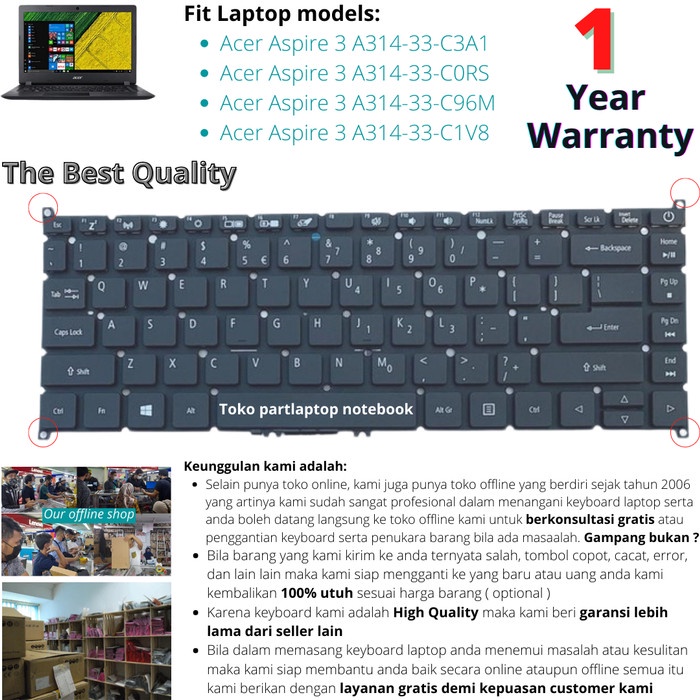 Keyboard Acer Aspire 3 A314-33 high quality