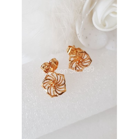 Ready Anting Tusuk Buterfly anting fashion bunga mawar perhiasan lapis emas 18k anting tusuk