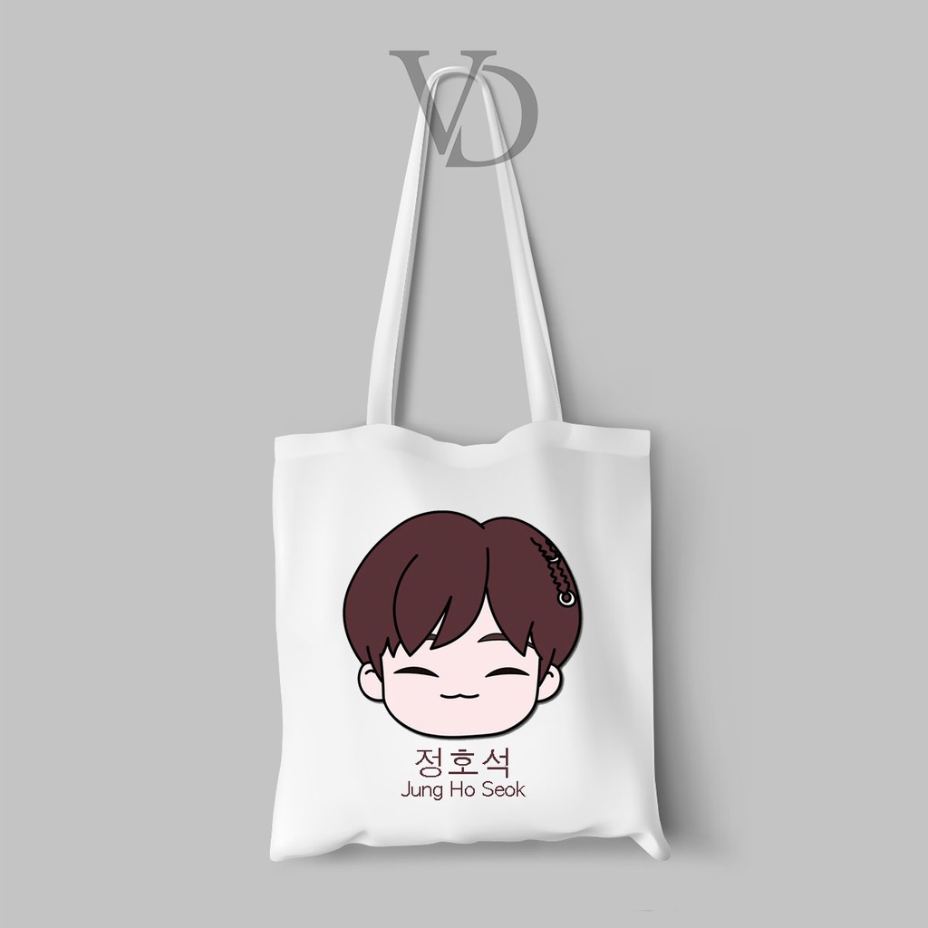 TOTE BAG BAHAN KANVAS MOTIF chibi korea kpop