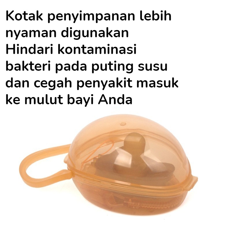 【Debora Mall】 Dot Bayi Empeng Bayi Bahan Silikon Dengan Rantai Dan Kotak/ Empeng Bayi 0 6 Bulan/ Tali Empeng Bayi