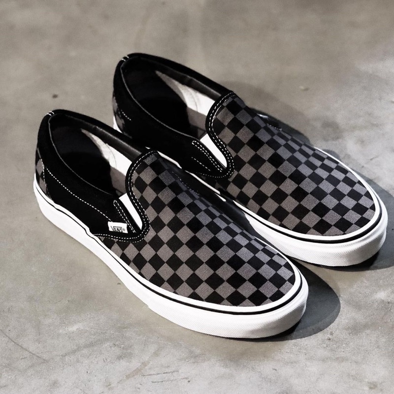 VANS SLIP-ON PEWTER CHECKERBOARD CLASSIC ORIGINAL 100%