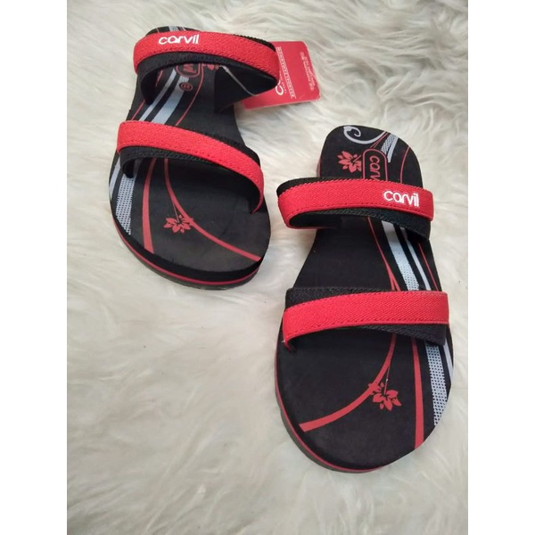 CARVIL MOMO01 BLACK/RED SANDAL GUNUNG ANAK