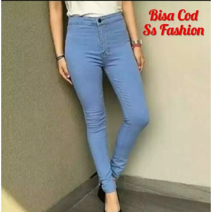 CELANA JEANS WANITA PINGGANG TINGGI FHASION/POINCLOTING