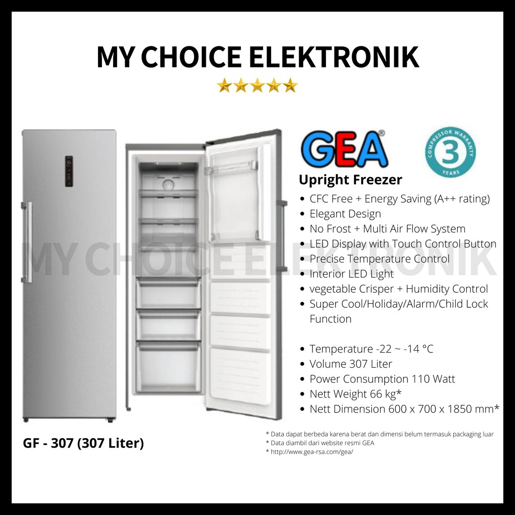 GEA Upright Freezer 307L GF-307