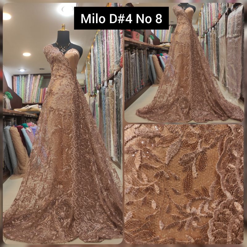 Kain Tile Brokat Motif Bunga Gentong Payet D#4 No 8 Milo