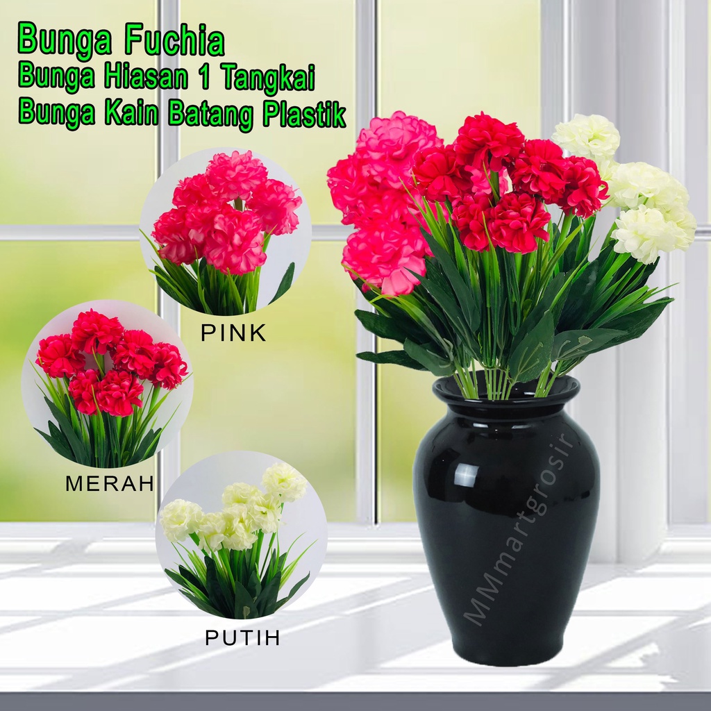Bunga Hydrangea / Bunga Hiasan / Bunga Kain Batang Plastik / 1 tangkai
