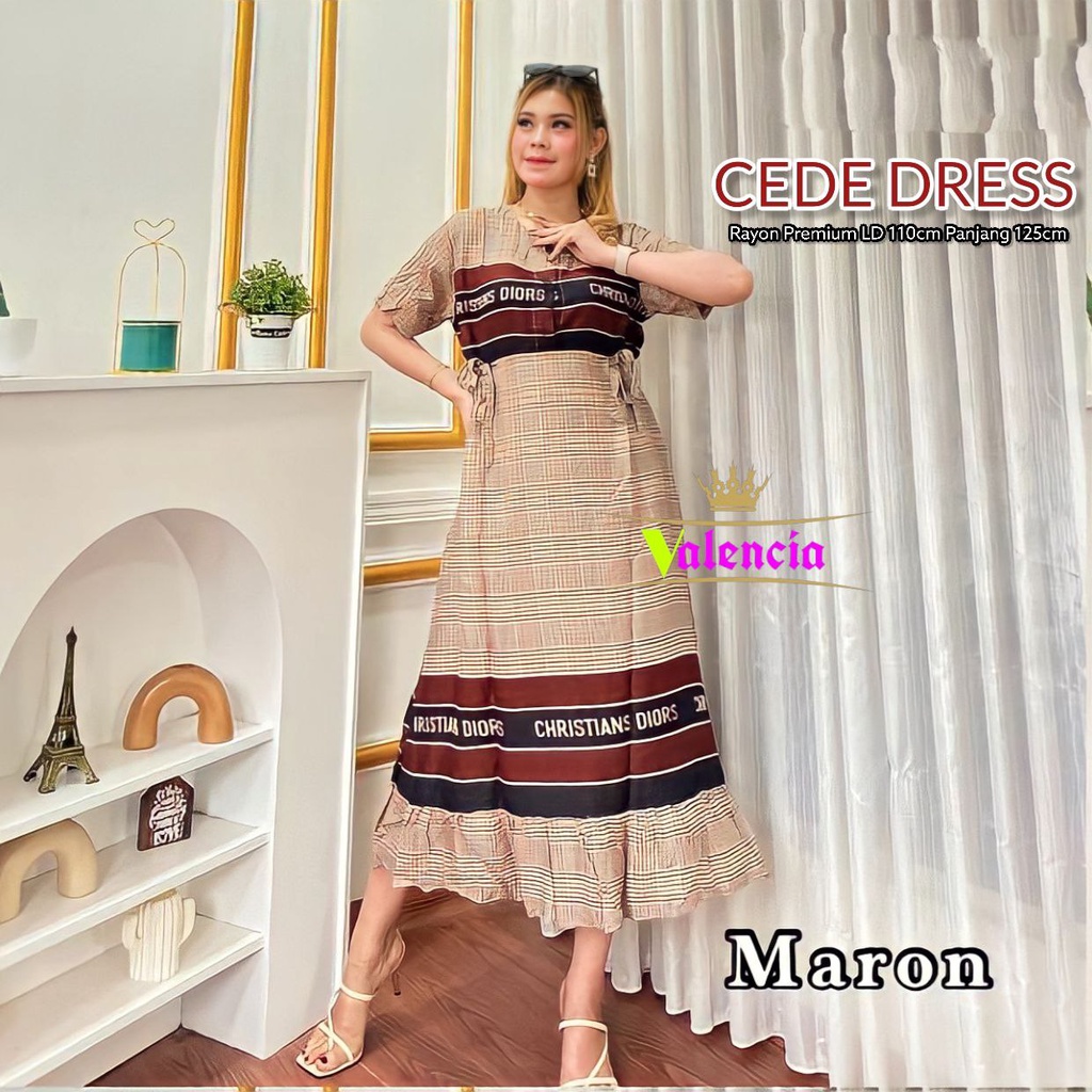 Cede Dress Wanita Rayon Armor Premium Dress Dante Lengan Pendek Baju Wanita Fashion Kekinian LD  110 cm