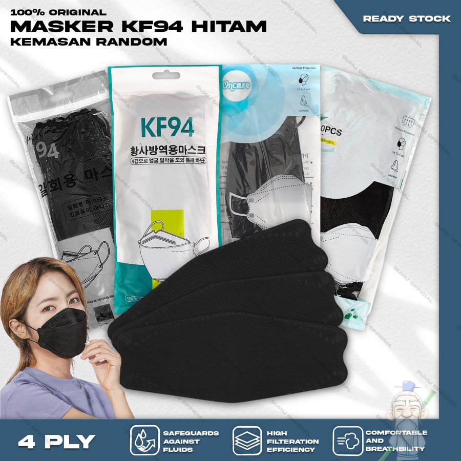 MASKER KOREA KF94 4PLY BLACK WHITE MODE