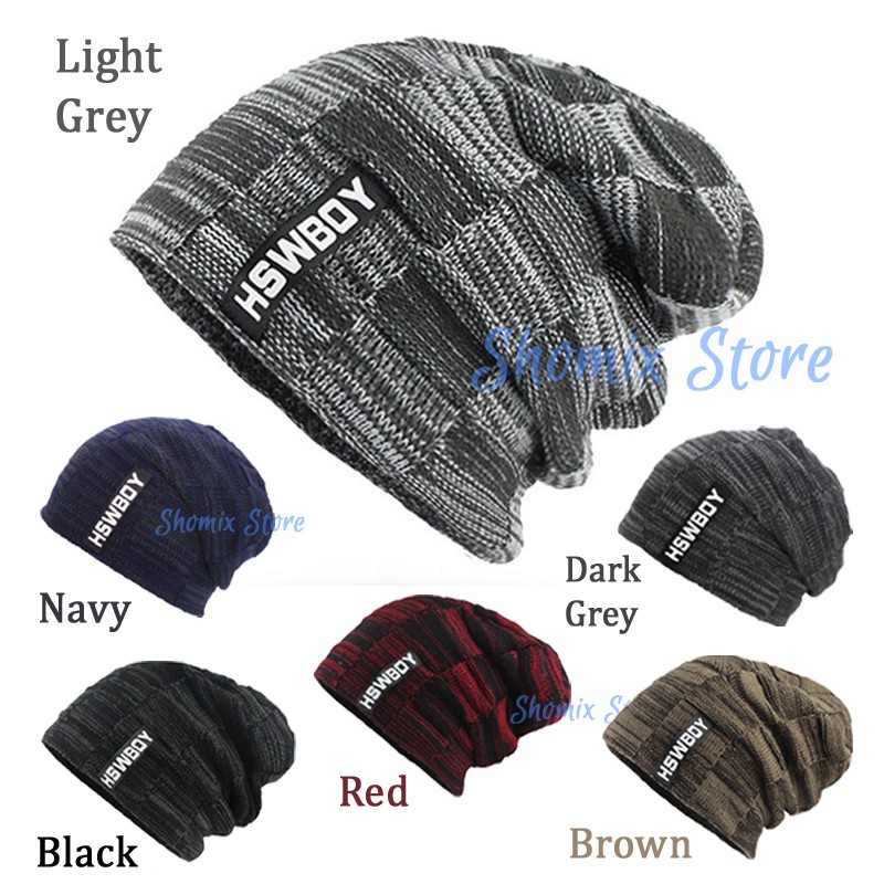 HSWBOY Topi Kupluk Beanie Dewasa Knitted Hat Bahan Rajut Tebal