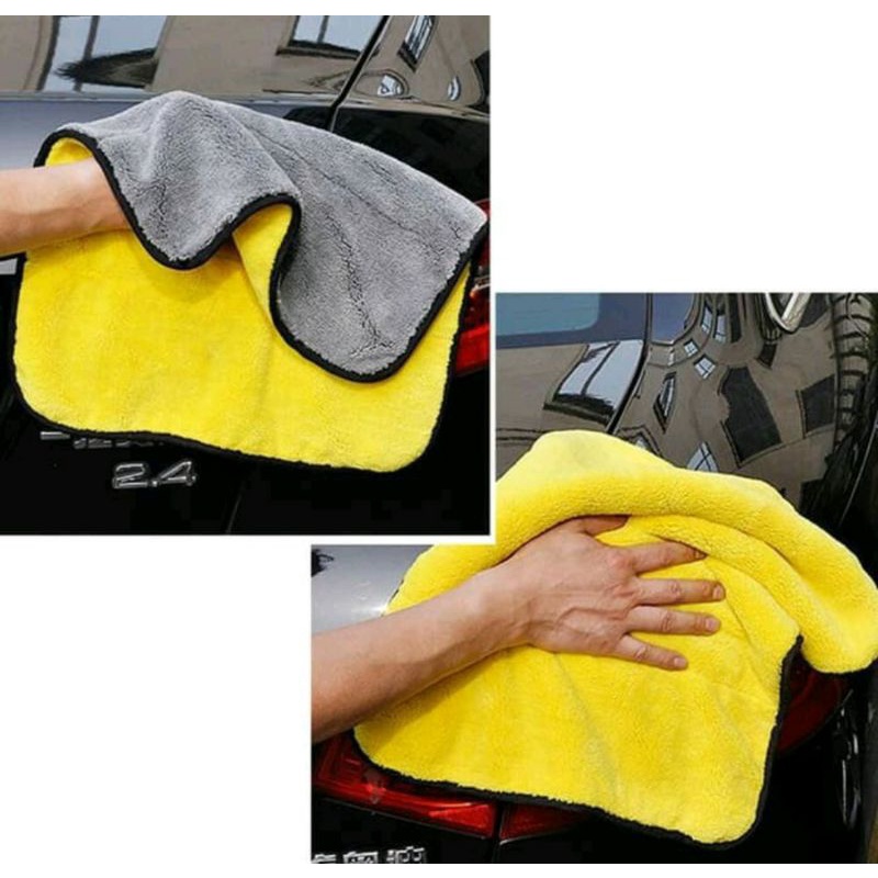 Kain Lap Mobil Microfiber 30x30 Warna kuning Abu Car cloth Universal Serba Bisa-6