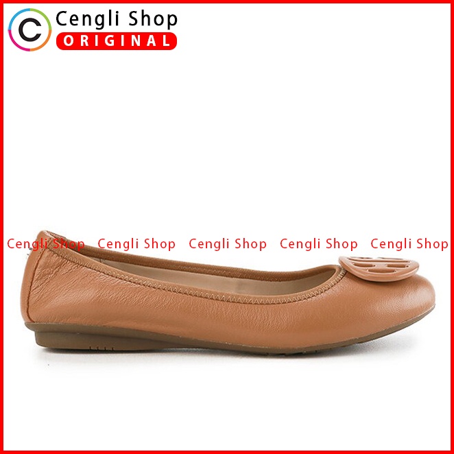 SEPATU FLAT WANITA HUSH PUPPIES ORIGINAL CASUAL KULIT ASLI COKLAT HW35