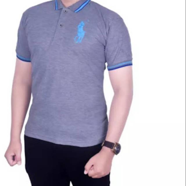 Kaos Kerah polo kuda abu misty