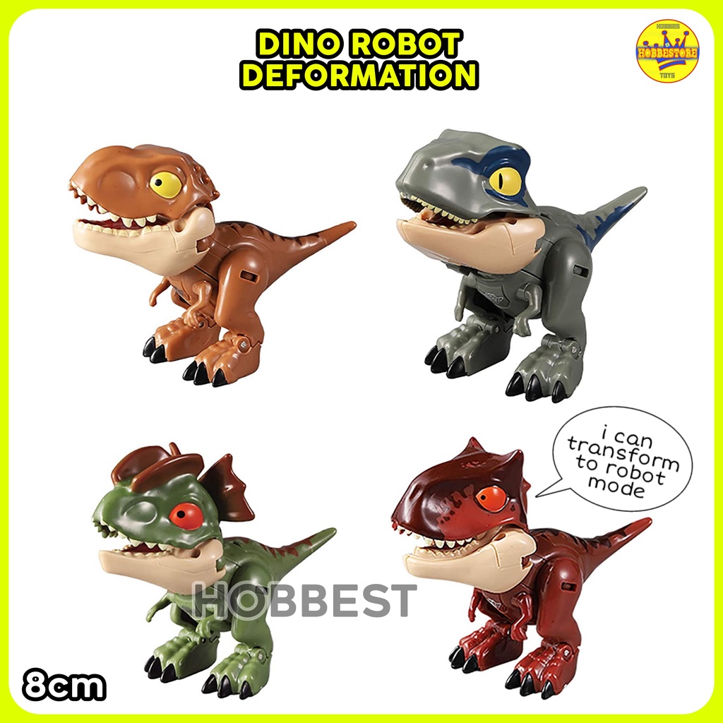 DINO ROBOT DEFORMATION - Action Figure Miniatur Pajangan Mainan Topper Kue Snap Squad Dinosaurus