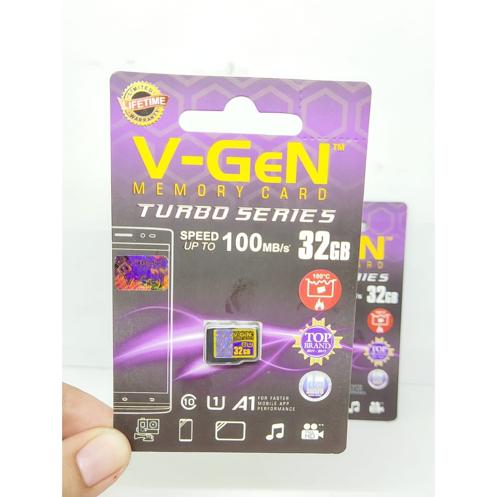 Memory Card V-GEN 32GB CLASS 10 100MBpS TURBO SERIES Memory VGEN Micro SD Card GARANSI SEUMUR HIDUP