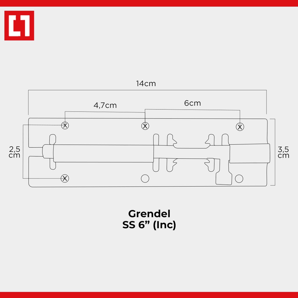 Grendel Stainless Slot Pintu Jendela Tebal Berkualitas 2 Lubang