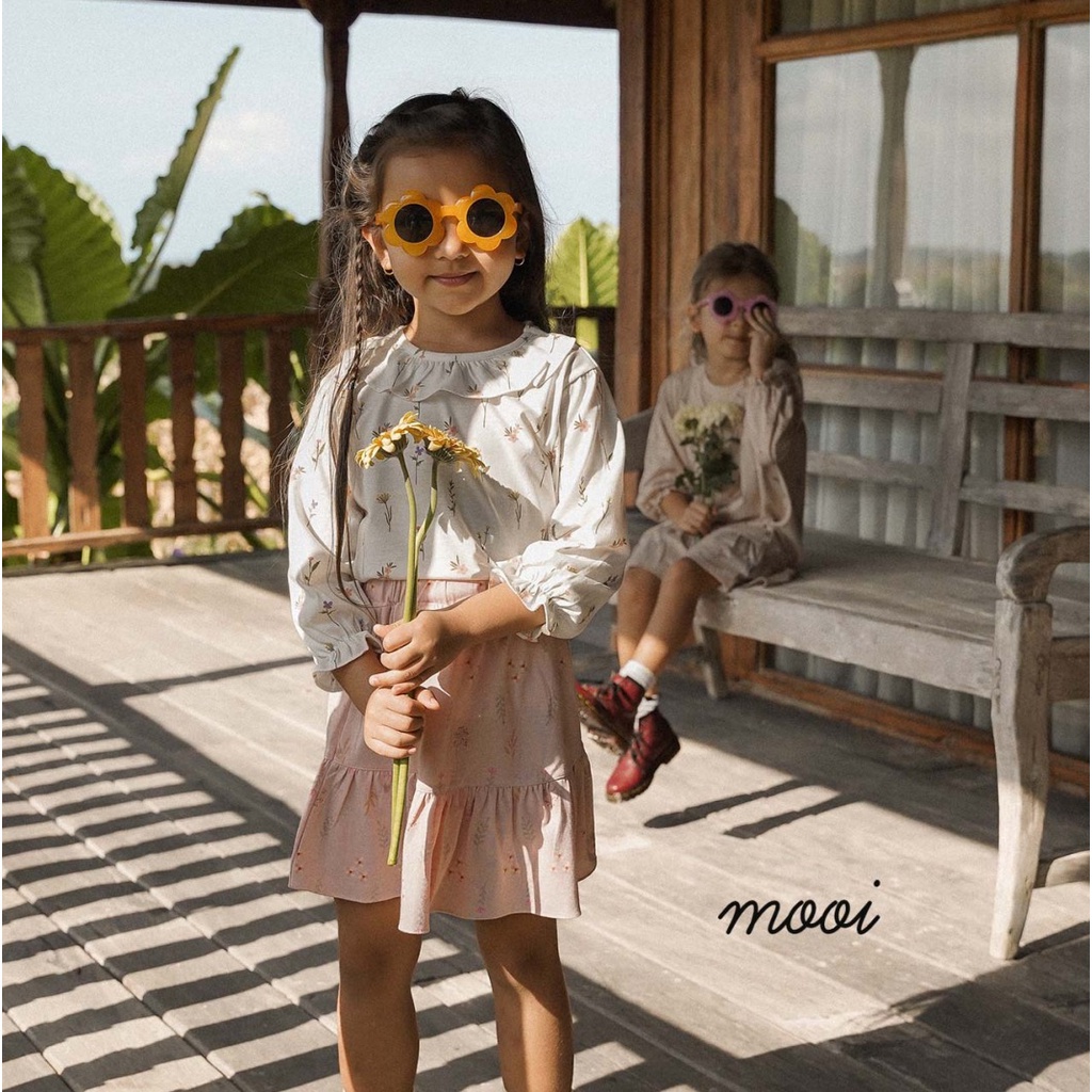 Mooi Erica Ruffle Blouse 1-10 Tahun Erica Long Top Ruffle Atasan Anak Perempuan Tangan Panjang