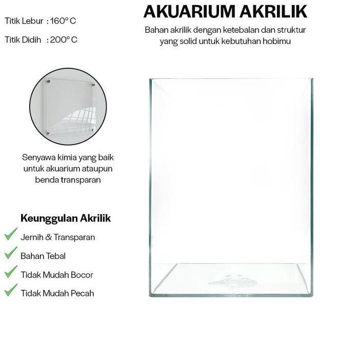 ➸ Aquarium Akuarium Soliter Mini Akrilik Acrylic Ikan Cupang 4 liter - Bening Biru ❂