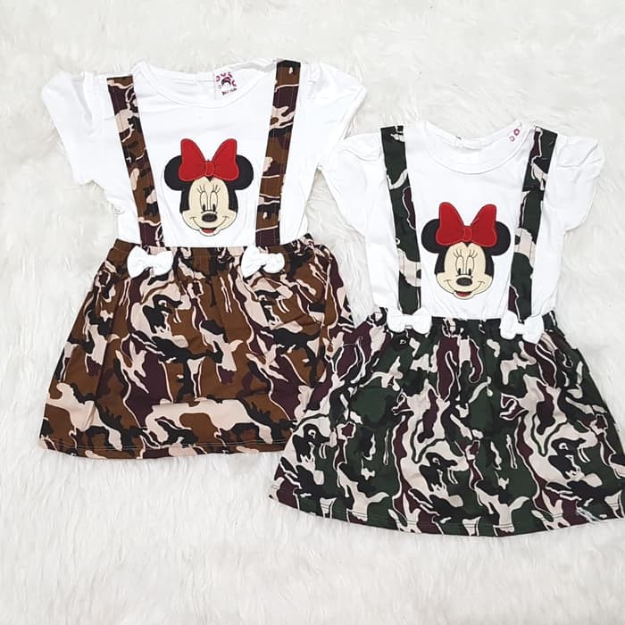 Baju Anak Bayi Perempuan 6 7 8 9 10 11 13 bulan hingga 1 tahun an Army Tentara Minnie 1