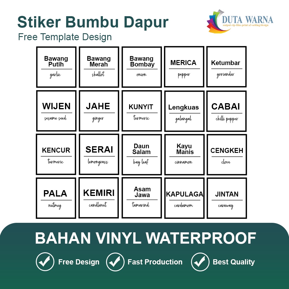 

STIKER LABEL BUMBU WATERPROOF 5X5 BISA CUSTOME NAMA BUMBU