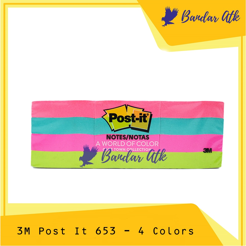 

3M POST IT 653 COLOR / Sticky Notes WARNA ORI 76 x 76mm [1 PAK 12 PAD]