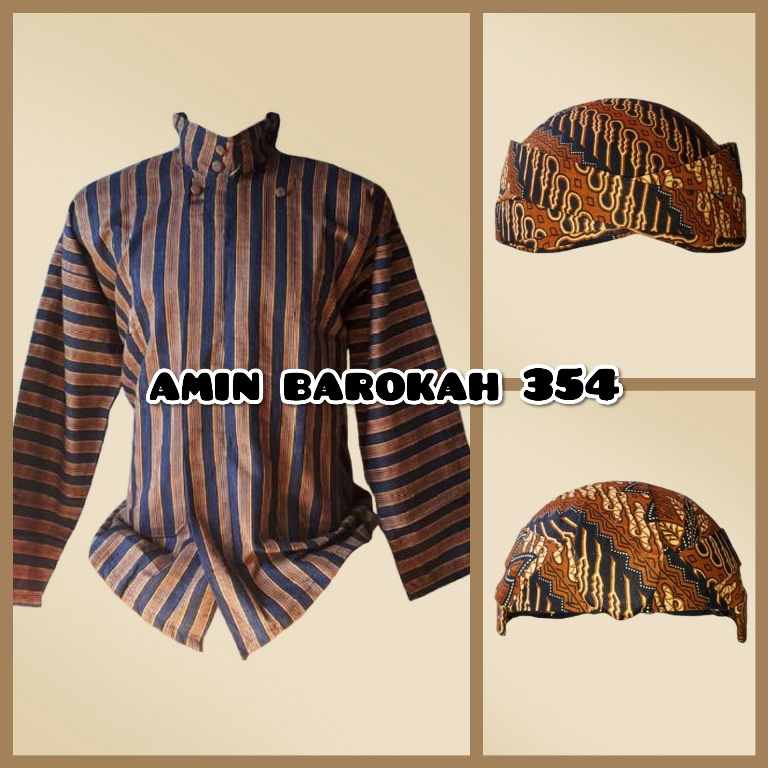 COD...!!! Setelan Baju Surjan Tenun Lurik + Blangkon Solo - Ukuran Dewasa  #Adat #Jawa #Tradisional