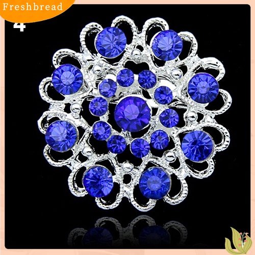 [ TERLARIS]Rhinestone Crystal Brooch Hollow Out Collar Pin Silver Plated Flower Jewelry