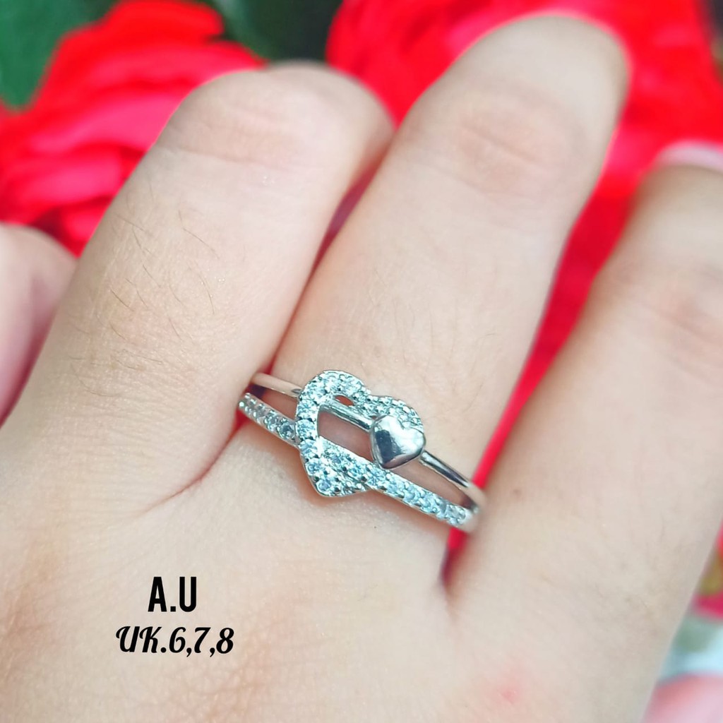 Cincin Dewasa permata motif love dauble ring tidak karat COD