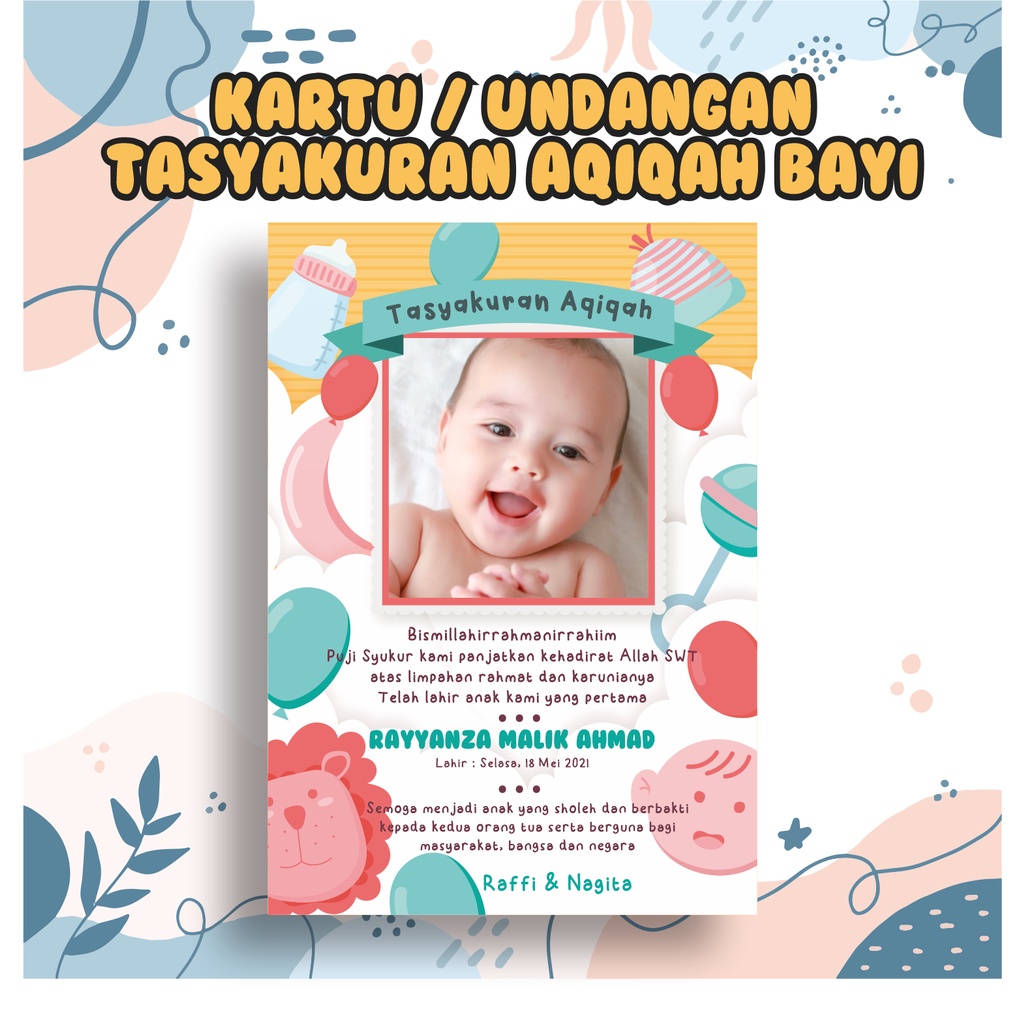 Ucapan Aqiqah, Kartu Ucapan Aqiqah, Baby Shower Card, Undangan Aqiqah, Ucapan Tasyakuran Custom