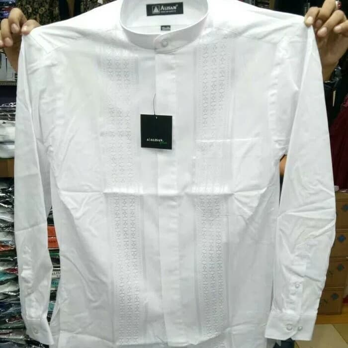 Jual Murah Baju Koko Alisan Putih Lengan Panjang(Reguler Fit) - Putih, S