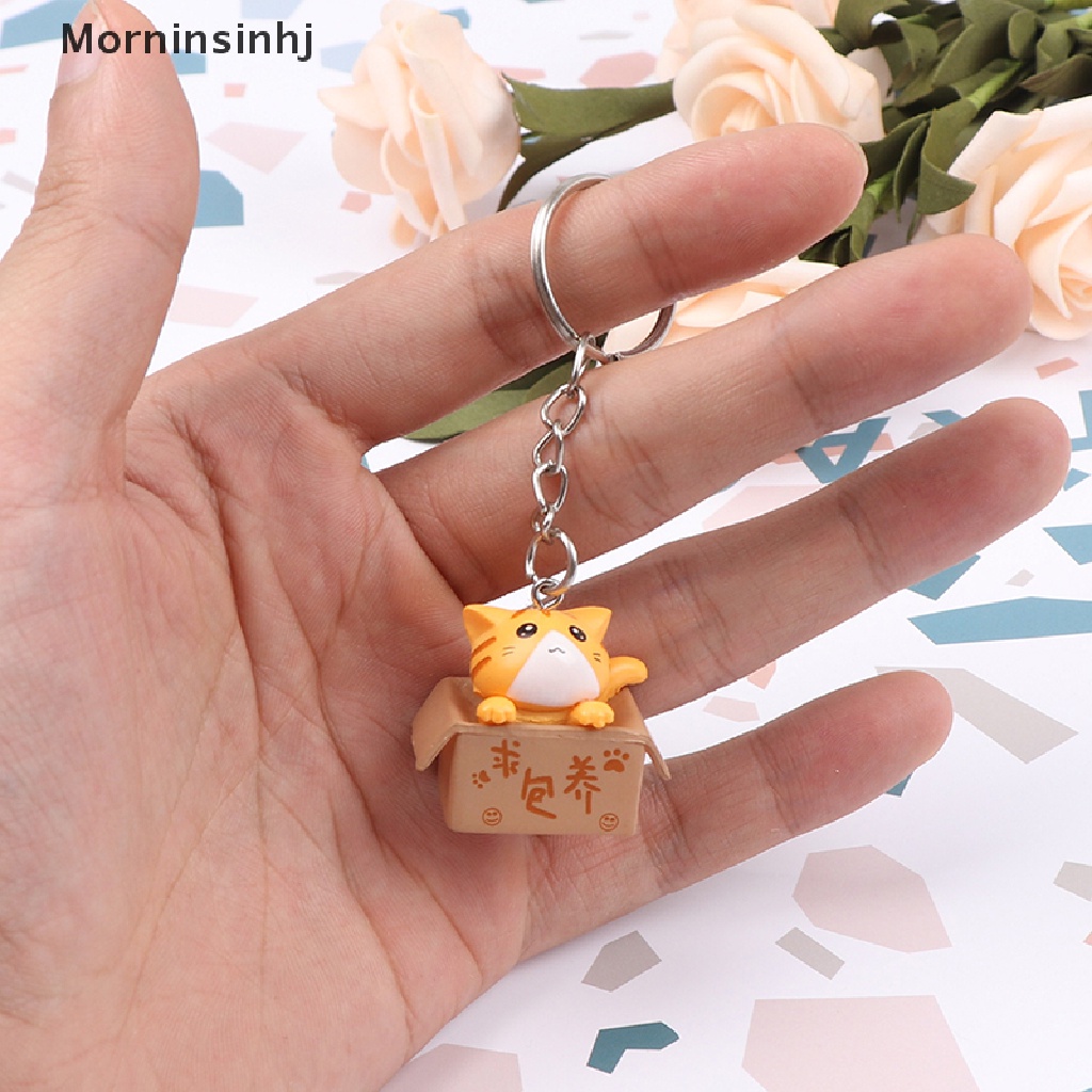 Mornin Gantungan Kunci Kucing Kotak Kecil Yang Lucu Kawaii Kitten Car Keychain Fashion Letter Keyring id