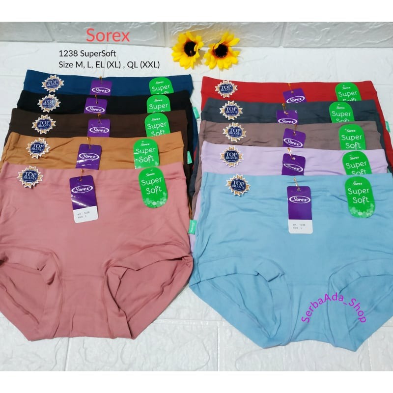 CD Sorex 1238 SuperSoft Size M-XXL Semi Boxer Celana Dalam Wanita Kualitas Bagus