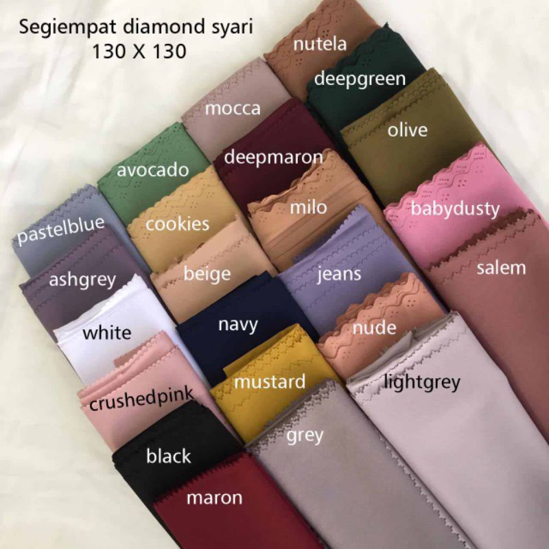 SQUARE DIAMOND SYARI LASER CUT BY AZARA / HIJAB POLOS SEGIEMPAT CREPE JUMBO