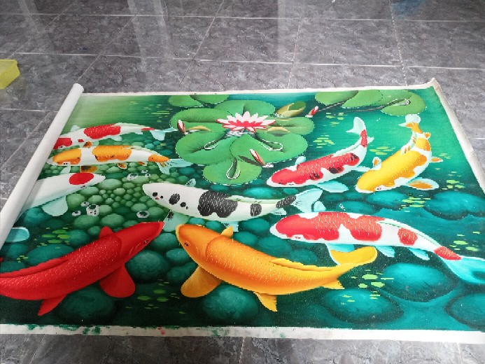 Lukisan Ikan Koi Fengshui 85 X 135 Cm