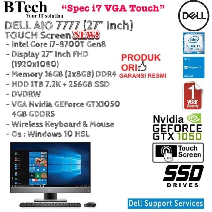 DELL AIO 7777 Core i7-8700T /16GB/1TB/256GB SSD/Win10 HSL/TOUCH