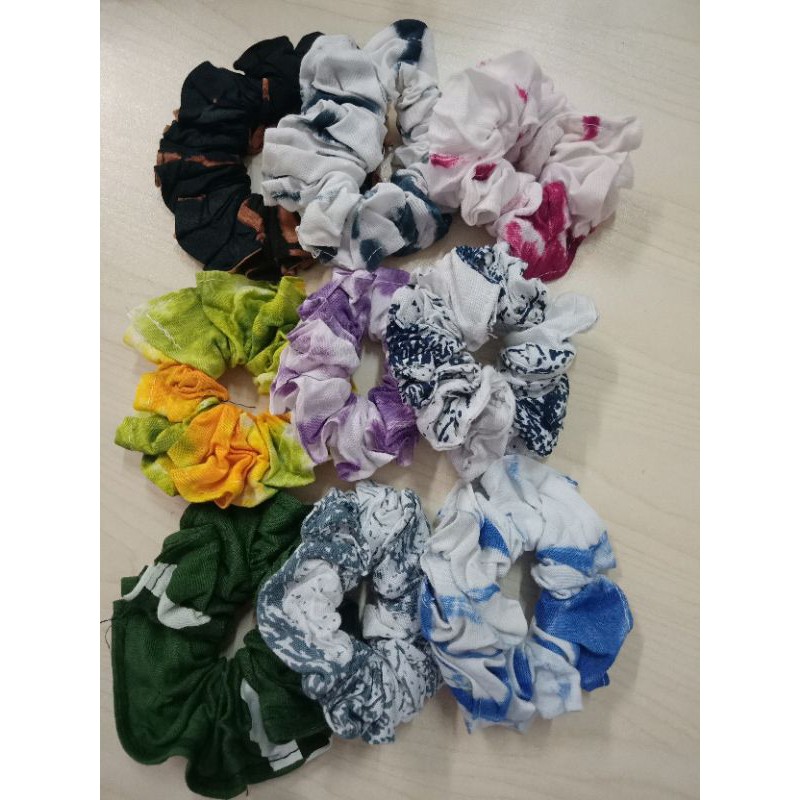 Ikat rambut Scrunchie RAYON korea kekinian motif Tie Dye kunciran murah Bahan Moscrepe