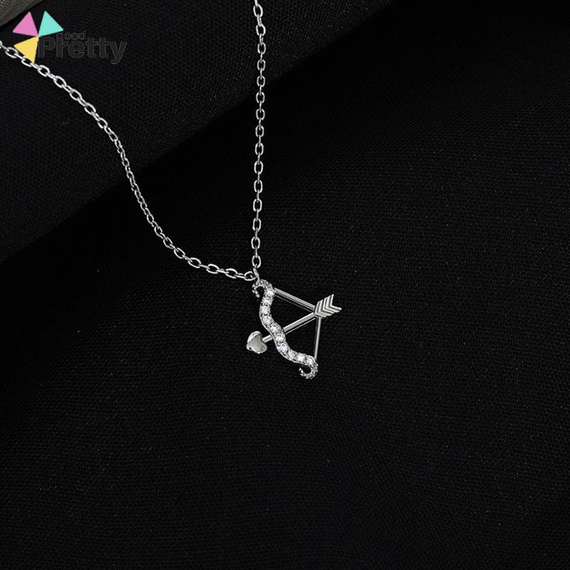 Eros Cupid's Arrow Flash Berlian Klavikula Rantai Liontin Temperamen Cahaya Mewah Busur Panah Kalung - PD