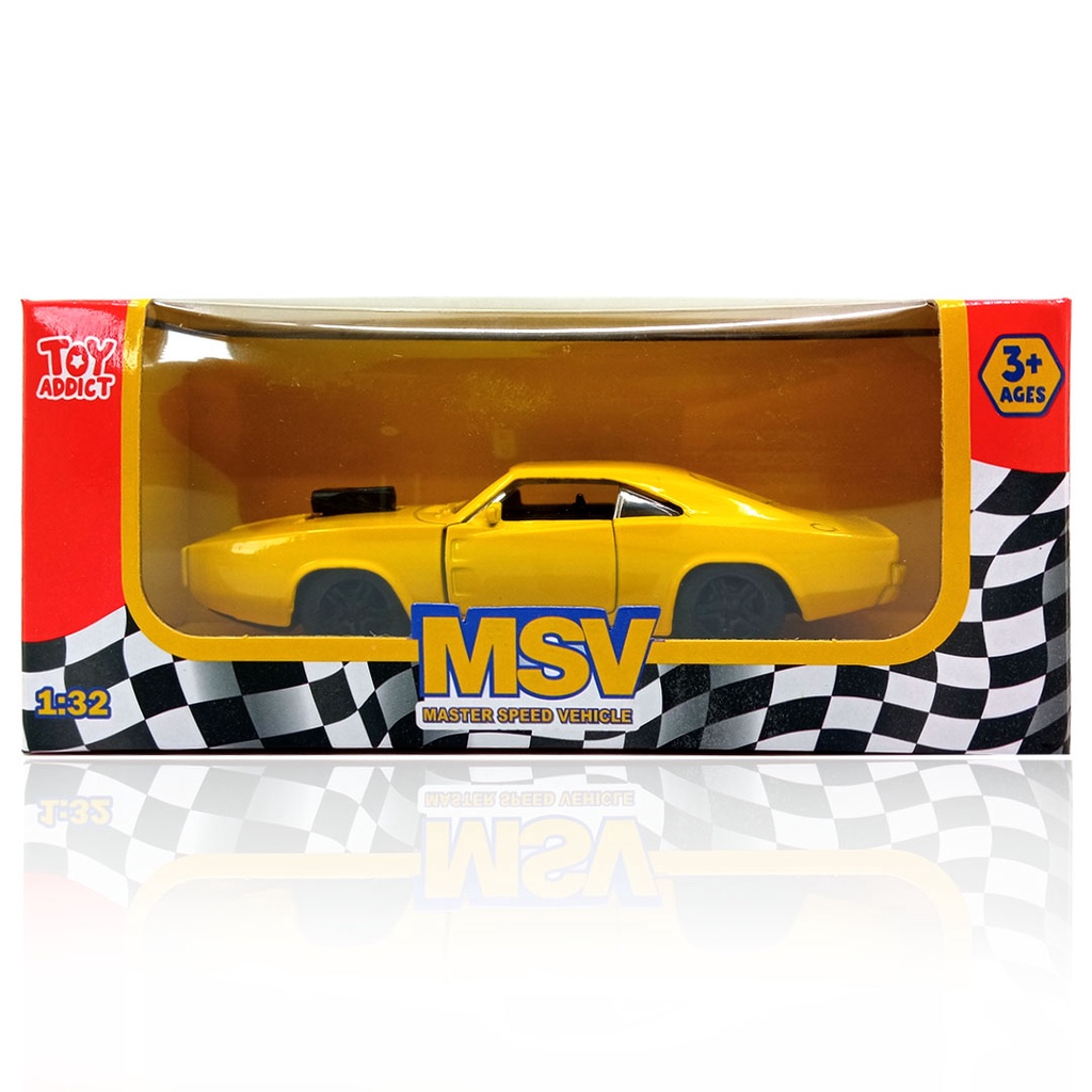 Toy Addict Plym0uth Barracuda Classic Car Kuning Diecast Mobil Klasik