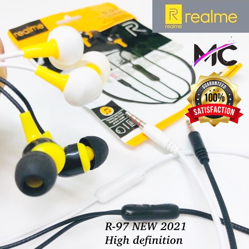 Headset Realme Earphone Handsfree Handset Ekstra Super Bass Xtra Ear Buds + Mic Microphone