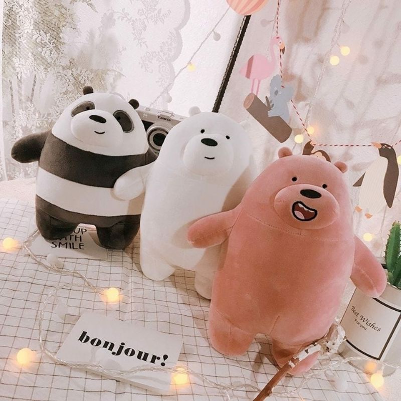 Boneka Bare Bear IMPORT WBB Boneka Lembut Birthday Gift Plush Toys Doll Ice Beruang Kutub Grizzly Coklat Panda Hitam Putih Mainan Kado Anak Hadiah Souvenir Ultah Anniversary Valentine Lucu Unik