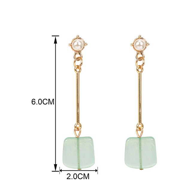 LRC Anting Tusuk Fashion Plated Metal Imitation Pearl Earrings F58370