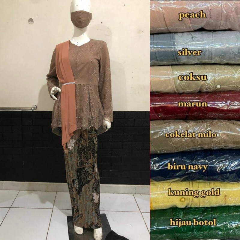 Tunik kebaya aurora selendang brokat modern | Kebaya modern | Baju outfit kekinian modis dan cantik